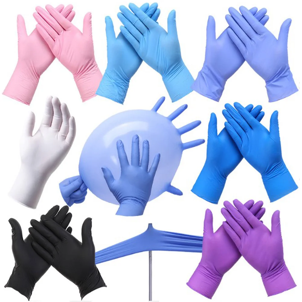 

50/100Pcs Disposable Nitrile Rubber Latex Gloves Oil Resistant Puncture-Proof Gloves for Labor Home Food Dental Use XS/S/M/L/XL