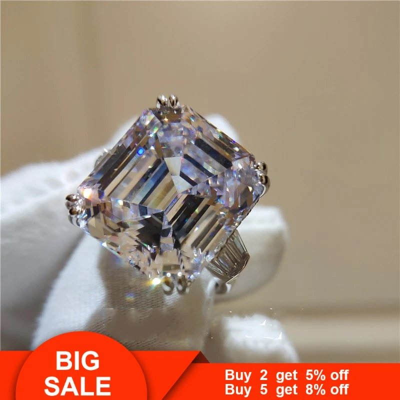 Vecalon обручальное кольцо, кольцо для помолвки, серебро 925 пробы, Asscher cut 6ct AAAAA Cz, роскошные обручальные кольца для женщин, свадебные ювелирные изделия