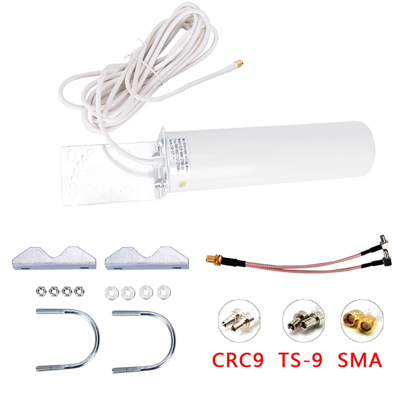 

1pc LTE 3G 4G External Antennna SMA-M Outdoor Antenna With 5m Cable CRC9/TS9/SMA