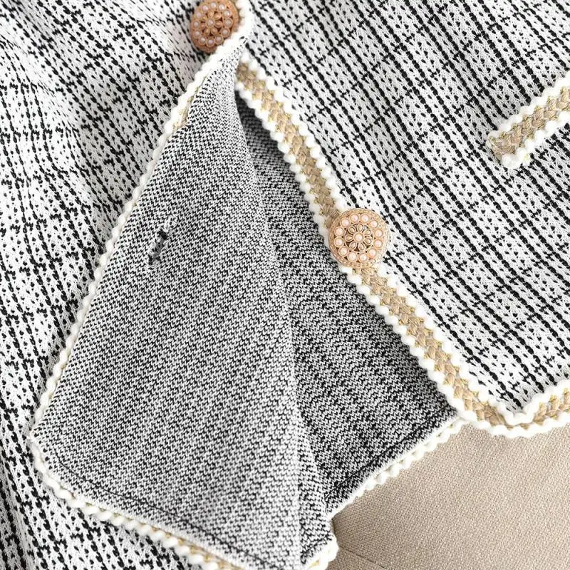 Новые женские весна осень из двух частей винтажные плед костюмы однобортный