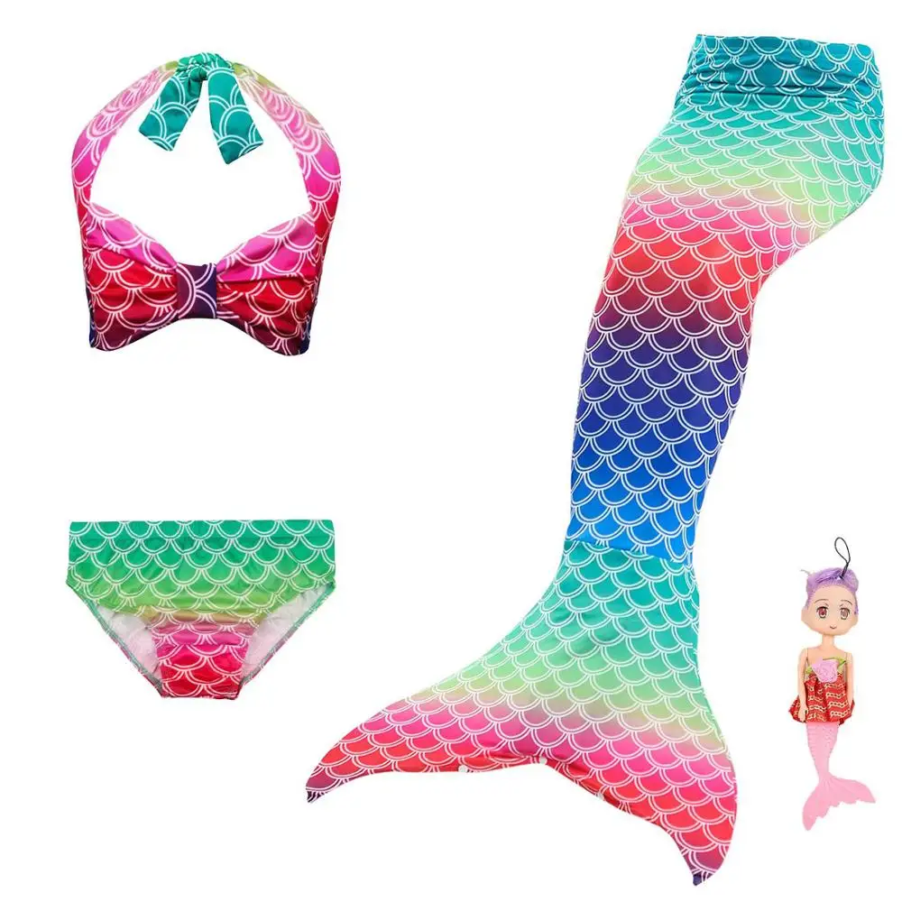 3 set-3 Лидер продаж, детский плавательный Русалка Моноласты, хвосты для купания костюм; комбинезон для девочек; детская одежда для плавания; Ариэль с хвостом русалки для плавания - Цвет: 3 set-3