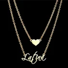 украшения на шею кулоны и подвески цепочка на шею бижутеОжерелье с именем на заказ, Двухслойное ожерелье с именем для женщин, персонализированное ожерелье с подвеской в виде сердца и букв, подарок для любимого человека