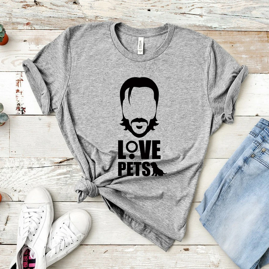 

2019 John Wick Love Pets Shirt Be kind To Animals Shirts Funny Keanu Reeves Art T-Shirt