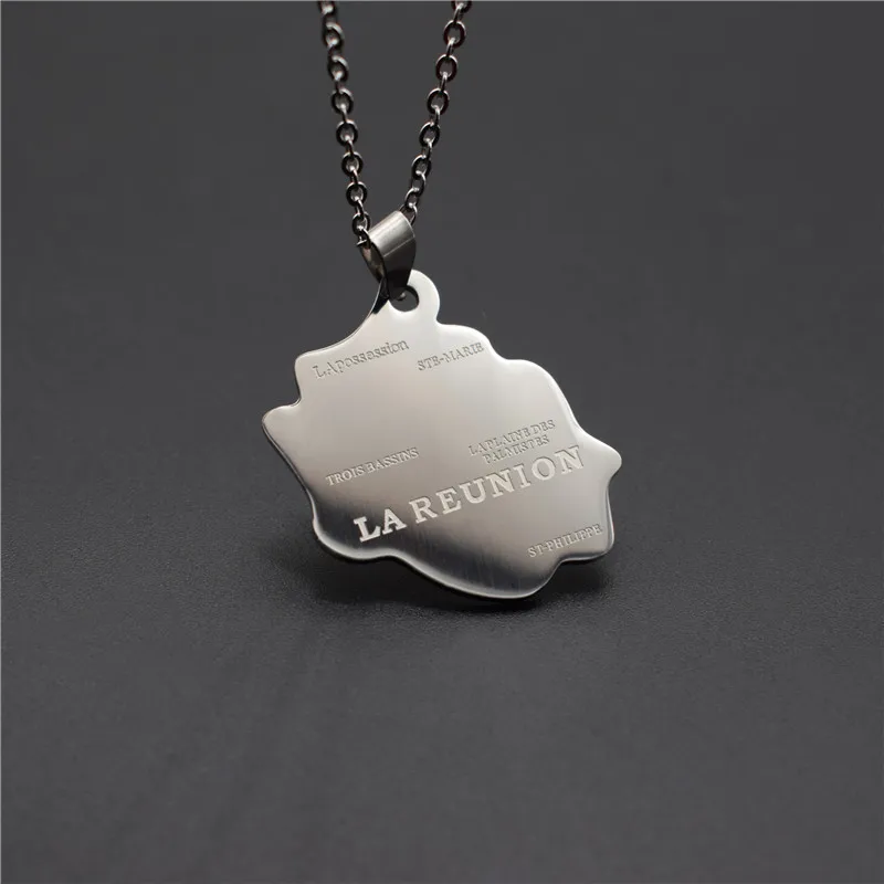 Новое ожерелье La Reunion карта из нержавеющей стали французская кулон ювелирные