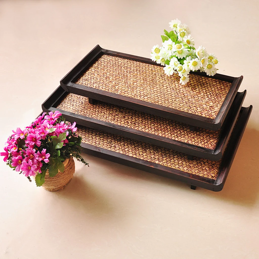 Винтажный бамбуковый домашний чай для еды сервировочный ужин фруктовые подносы