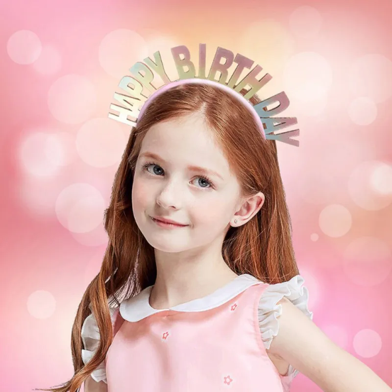 

2021 Birthday Headband Party Header Letter Happy Birthday Color Changing Headband Pink