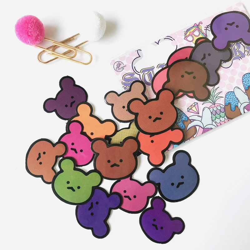 20 шт./компл. мультфильм милый медведь красочные наклейки в Корейском стиле Ins