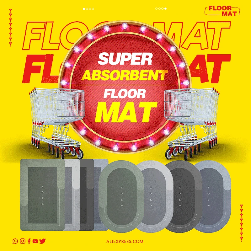 

Super Absorbent Floor Mat Door Bathroom Bedroom Entrance Kitchen Home Non-slip Rug Floor Mats Household Quick-drying Carpet Mats