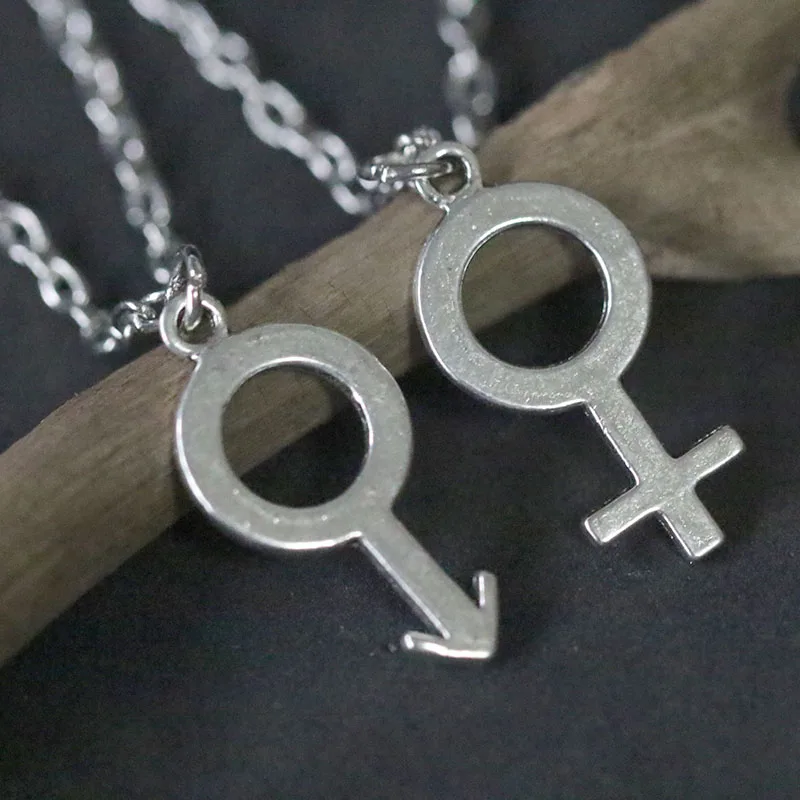 Старинное серебро мужской женский пол образ жизни символ Шарм ожерелье Мода