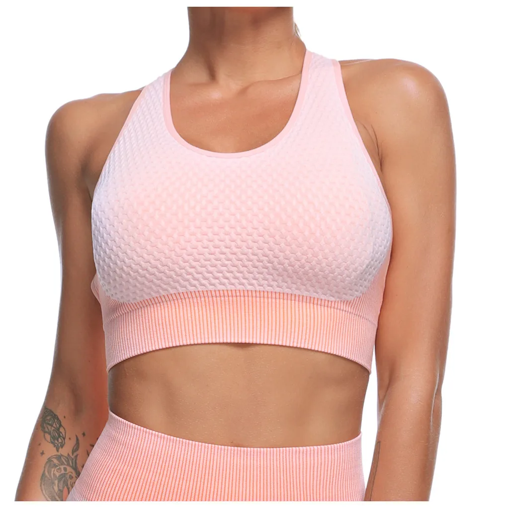 Бесшовный спортивный бюстгальтер для женщин Фитнес топ йоги чашки A d розовый