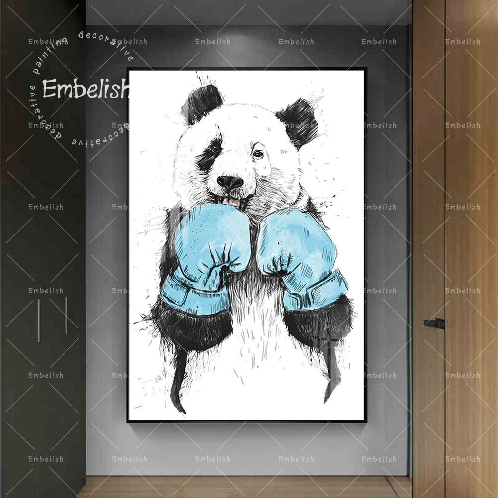 

1Pieces Modern Home Decor HD Wall Art Posters For Living Room Black And White Nordic Panda Animals Canvas Print Painting Picture