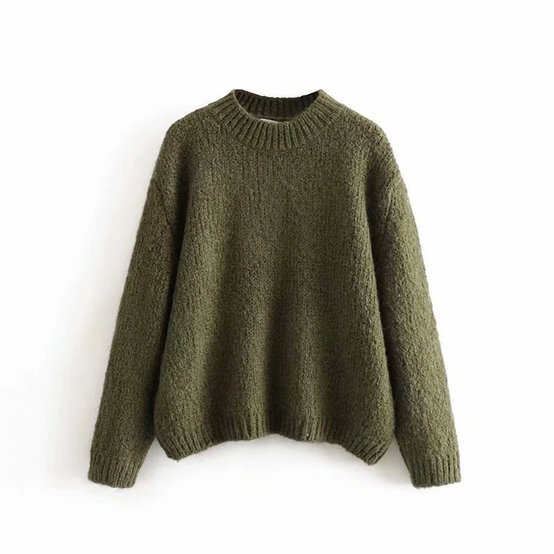 

Women Autumn Solid Pullover Sweaters 2021 Casual O-Neck Knitting Loose Female Elegant Street Warm Sweater Clothing