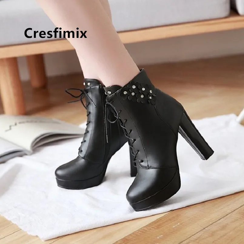 Женские модные черные удобные осенние ботинки Cresfimix из искусственной кожи на