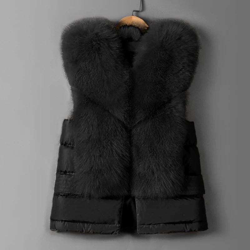 Special Sale Women's Short Fur Jacket Faux Vest Warm Female Imitation Fox 2020 New Down Waistcoats | Женская одежда