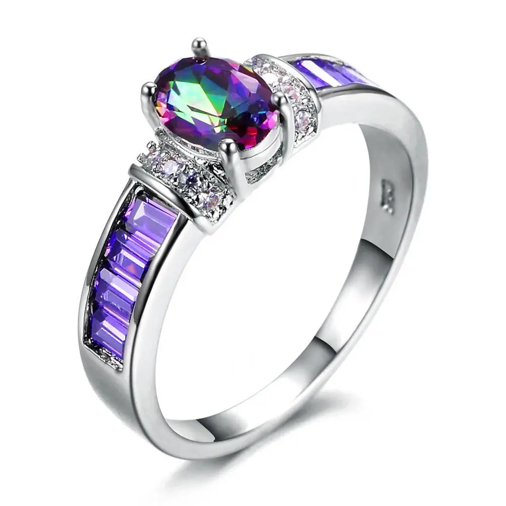 Женское Обручальное Кольцо фиолетового цвета с цирконом|Кольца| |