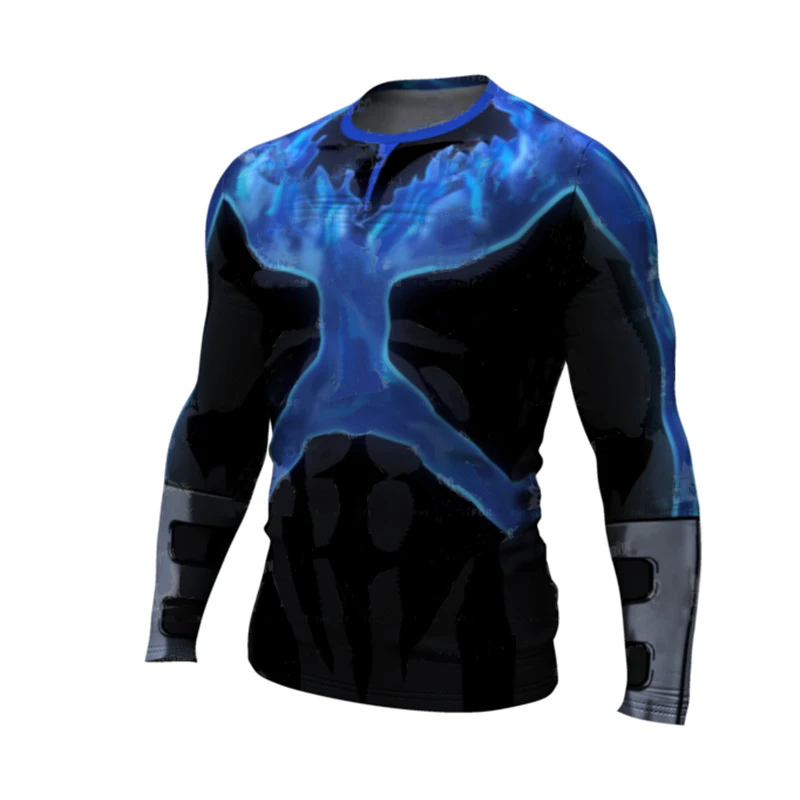 Блузка женская/мужская оверсайз в стиле Харадзюку с принтом виде синего огня