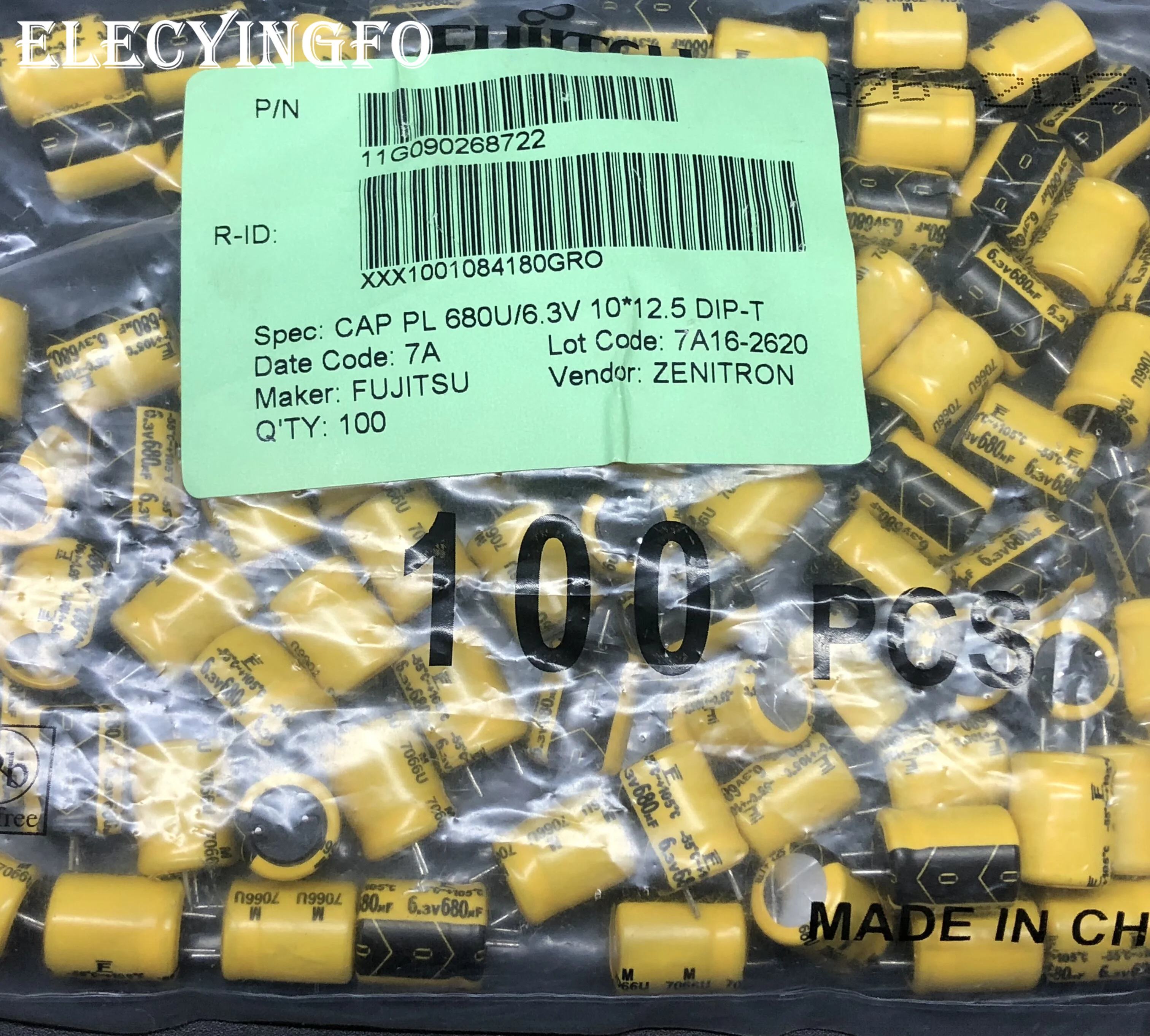 

10pcs/100pcs 680uF 6.3V680uf FUJITSU 10x12.5mm Low Impedance 6.3V680uF laptop PC Motherboard Aluminum Electrolytic capacitor