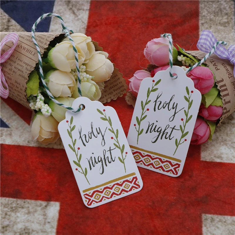 50pcs/lot Kraft Paper DIY Gift tag Labels Hang Tags Small Card with String Party Decor Christmas tree pendant | Дом и сад