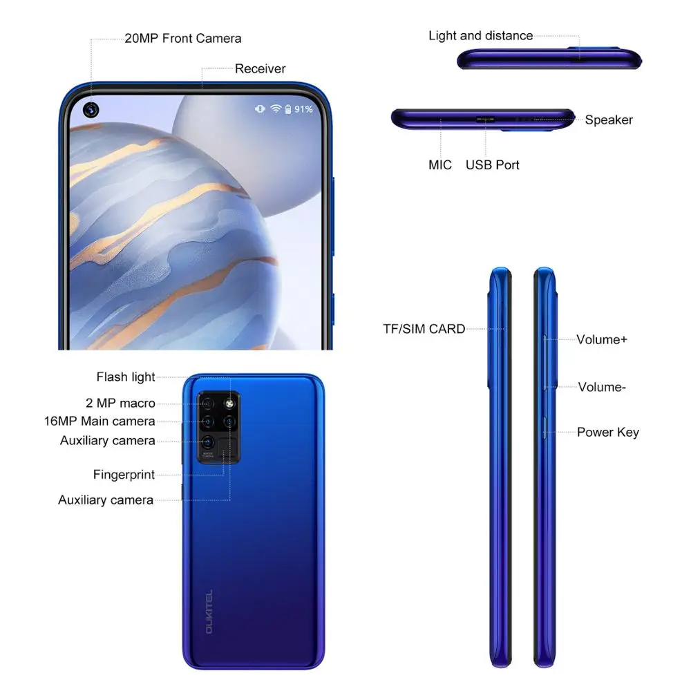 OUKITEL C21 смартфон с восьмиядерным процессором Helio P60 ОЗУ 4 Гб ПЗУ 64 ГБ 4000 мАч 20