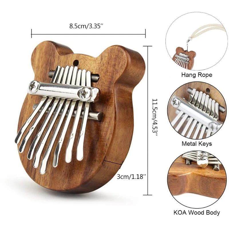

8 Key Mini Kalimba Finger Thumb Piano Solid Wood Marimba Musical Good Accessory with Lanyard Pendant for Beginners