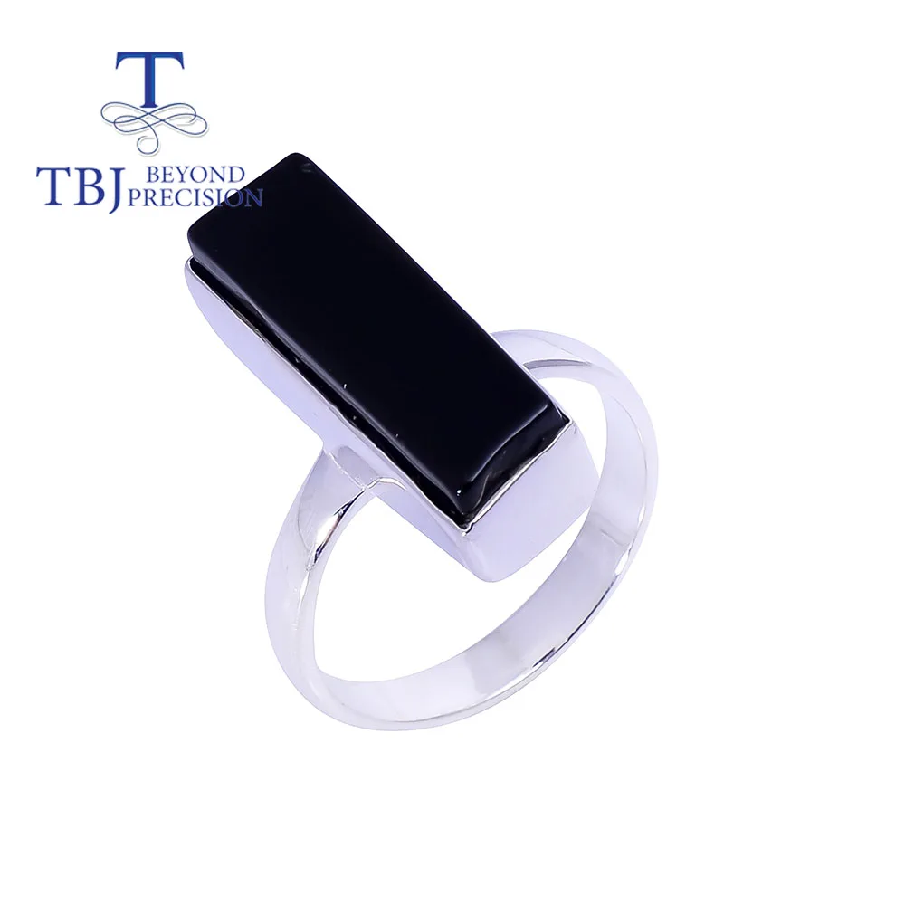 

new black spinel Long Ring 925 sterling silver hanmade fine jewelry for women daily wear simple design