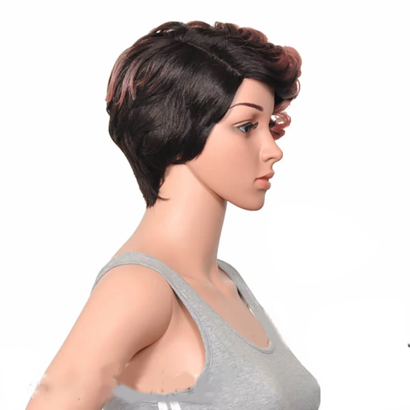 HAIRJOY женский специальный смешанный цвет боковая часть короткий кудрявый синтетический парик для волос