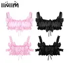 Мужское нижнее белье Sissy, экзотические атласные майки с рюшами и эластичными бретелями, укороченный топ с бантиками и открытой спиной, бюстгальтер без косточек