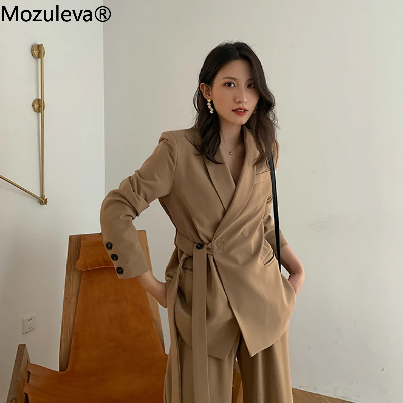 Женский винтажный комплект из двух предметов блейзер и свободные брюки со