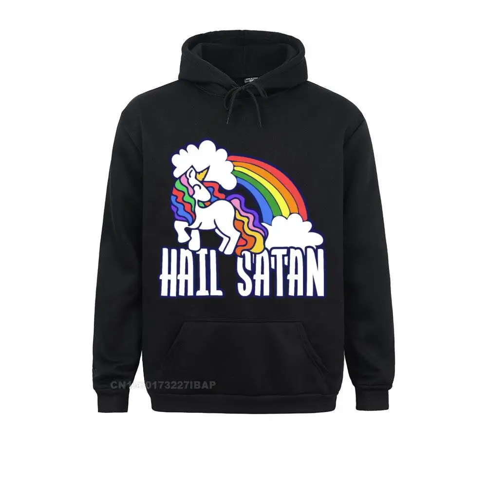 

Men's Hail Satan Retro Rainbow Unicorn Harajuku Hoodies Custom Tshirt Men Top Group Cotton Crewneck Mens Clothes