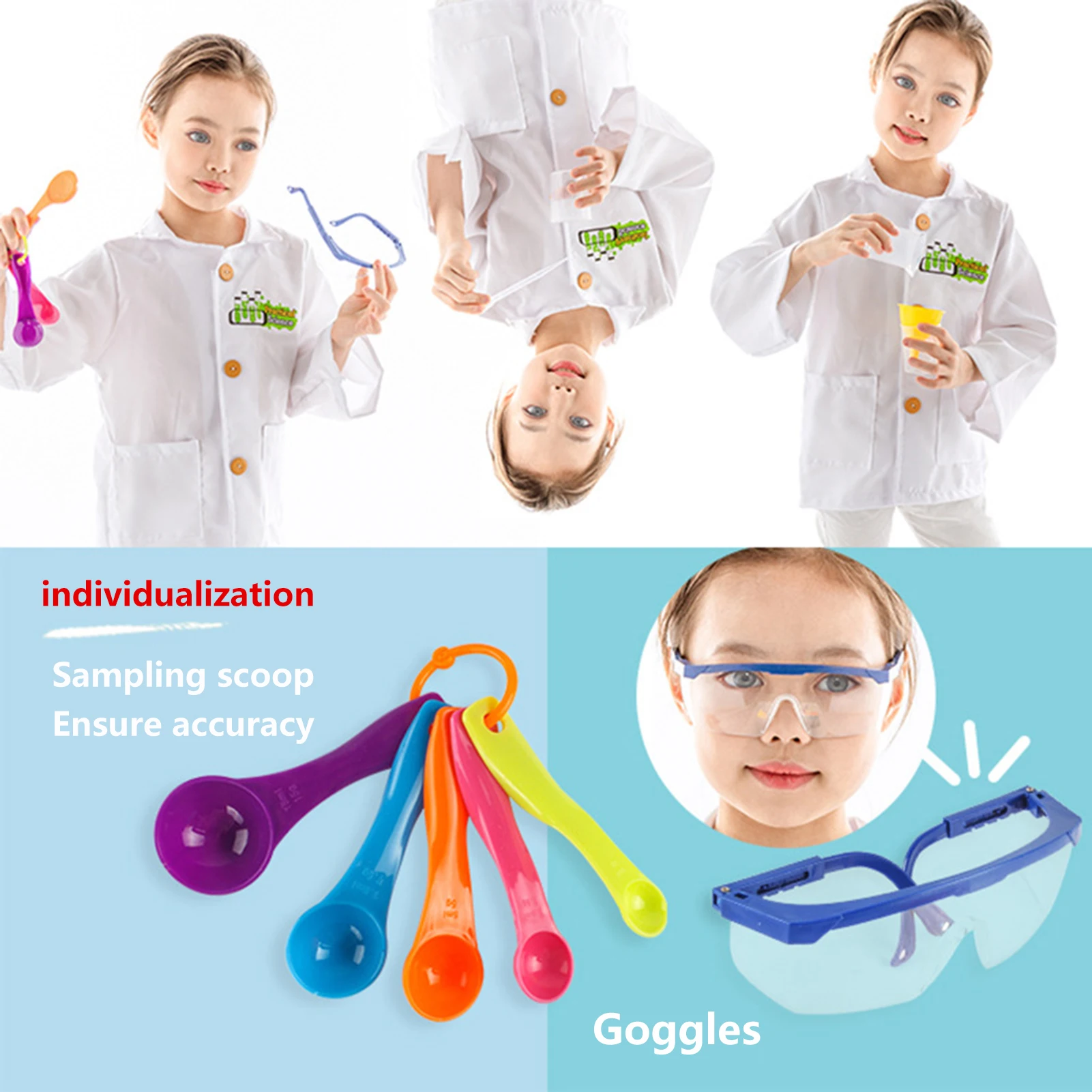 

Kids Science Learning Kit Science Experiments Set With Lab Coat Handmade Scientist Costume For Children Kids Role Play Game