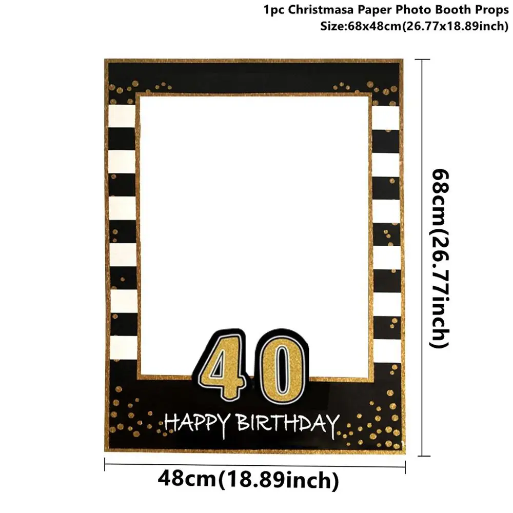 40th Photobooth Taoup 40th день рождения посуда бумажные тарелки баннеры скатерть полотенца с днем рождения 40 украшения для взрослых родителей - Цвет: 40th Photobooth