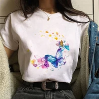 aesthetic butterfly graphic printing female t shirt lady round neck harajuku short sleeve summer t shirt