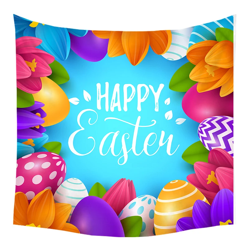 

95cm Bunny Eggs Easter Room Bedroom Living Room Hanging Printed Tapestry Decor DIY Easter Wreath Pink Rabbit For Home Gift