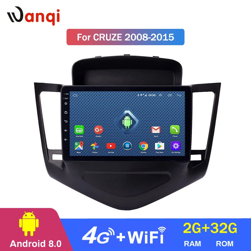 Автомобильный Dvd проигрыватель Wanqi Android 9 1 2 + 32 ГБ дюймов 3G 4G Wi Fi Gps для Chevrolet Cruze 2008 2015