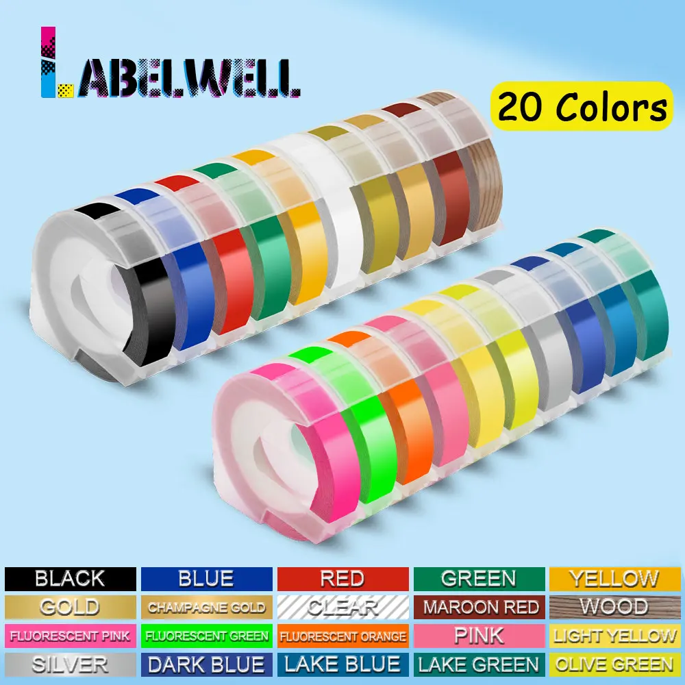 Labelwell 9 мм для Dymo 3D пластиковая лента с тиснением совместима 1540 1610 тиснение
