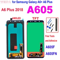 super amoled for samsung galaxy a6 a6 plus 2018 a605 lcd display touch screen digitizer assembly for samsung a605 a605f a605fn