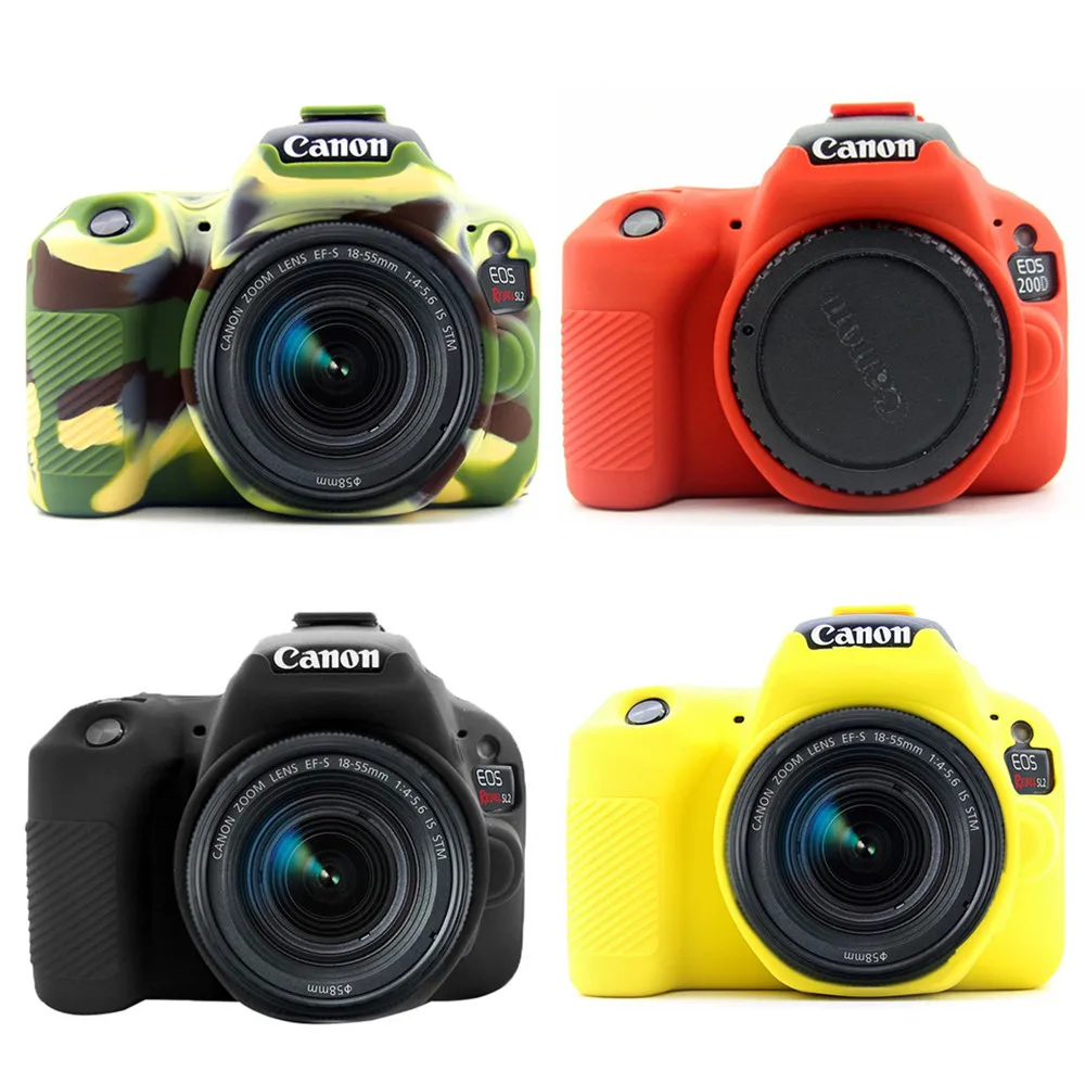Силиконовая кожа брони чехол корпус протектор для Canon EOS 200D Mark II 250D Rebel SL2 SL3 DSLR камеры