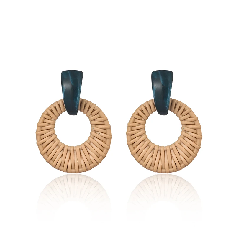 Женские Висячие серьги ручной работы из ротанга круглые акриловые висячие и