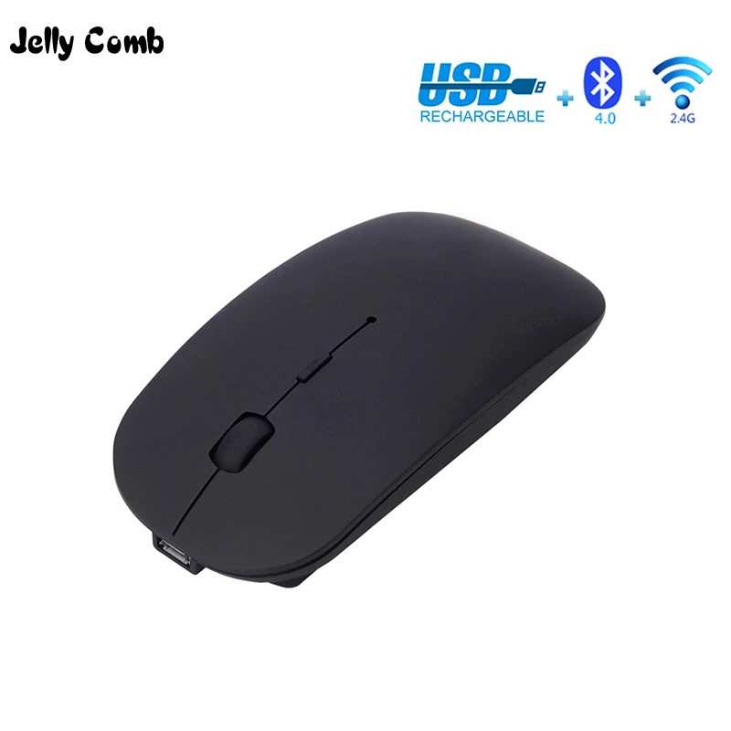 

Jelly Comb Rechargeable 2.4G Wireless Mouse Bluetooth 4.0 Untral Thin Mouse Silent Ergonomic Mice for Apple Mac PC Laptop Mute