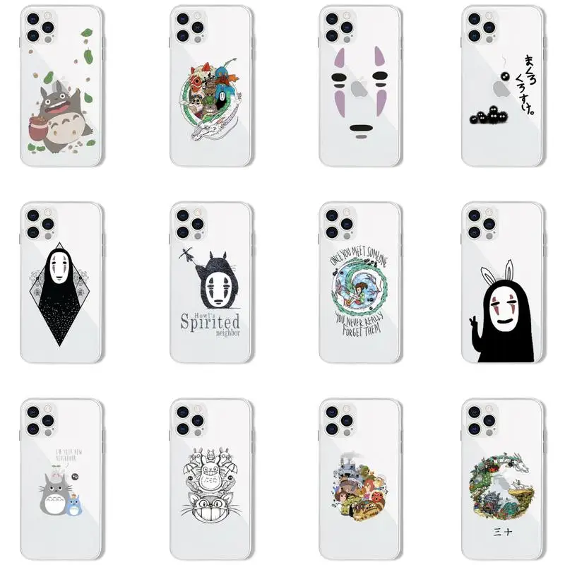 

Studio Ghibli Spirited Away Totoro Phone Case Transparent for iPhone 7 8 11 12 13 s mini pro X XS XR MAX Plus