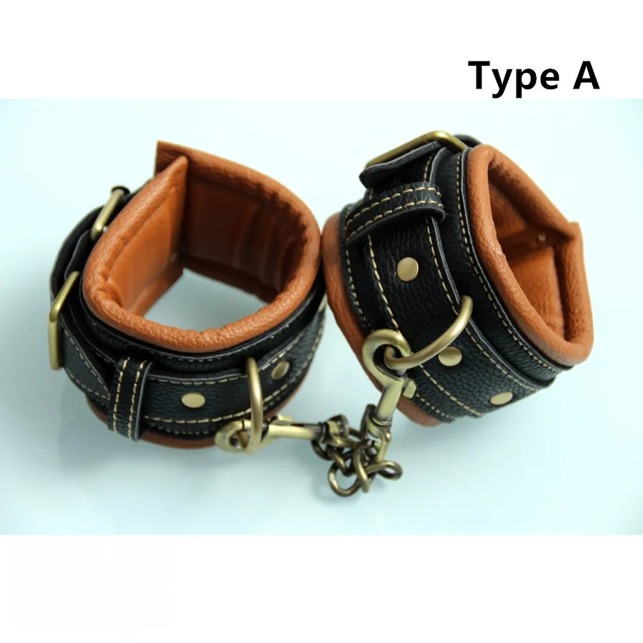 Ретро стиль для взрослых секс сдержанность Fuax кожаные наручники сексуальные