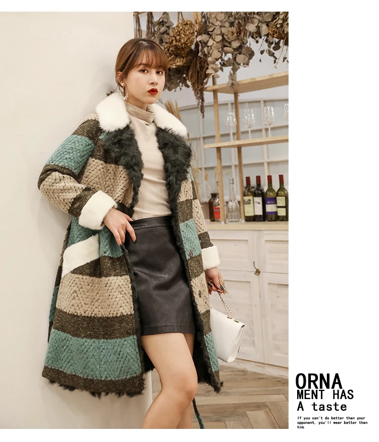 Natural Fur Coat Female Winter Real Wool Liner Mink Fur Collar Jacket Women Vintage Double Faced Tops Korean Fur Jackets 17809