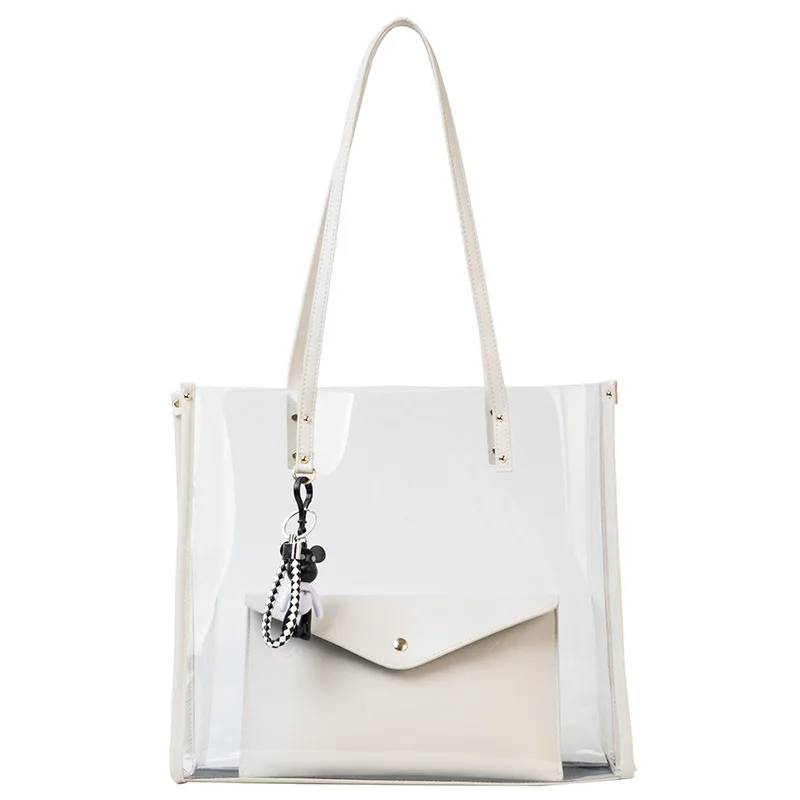 

Transparent bag female 2021 summer simple one shoulder slant cross bag crystal jelly beach bun mother Tote Bag designer handbags