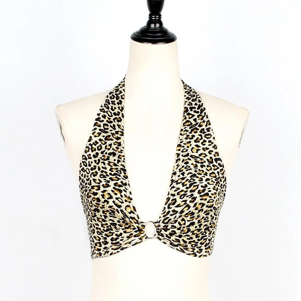 Топ женский сексуальный бесшовный Леопардовый без косточек бюстгальтер пуш-ап