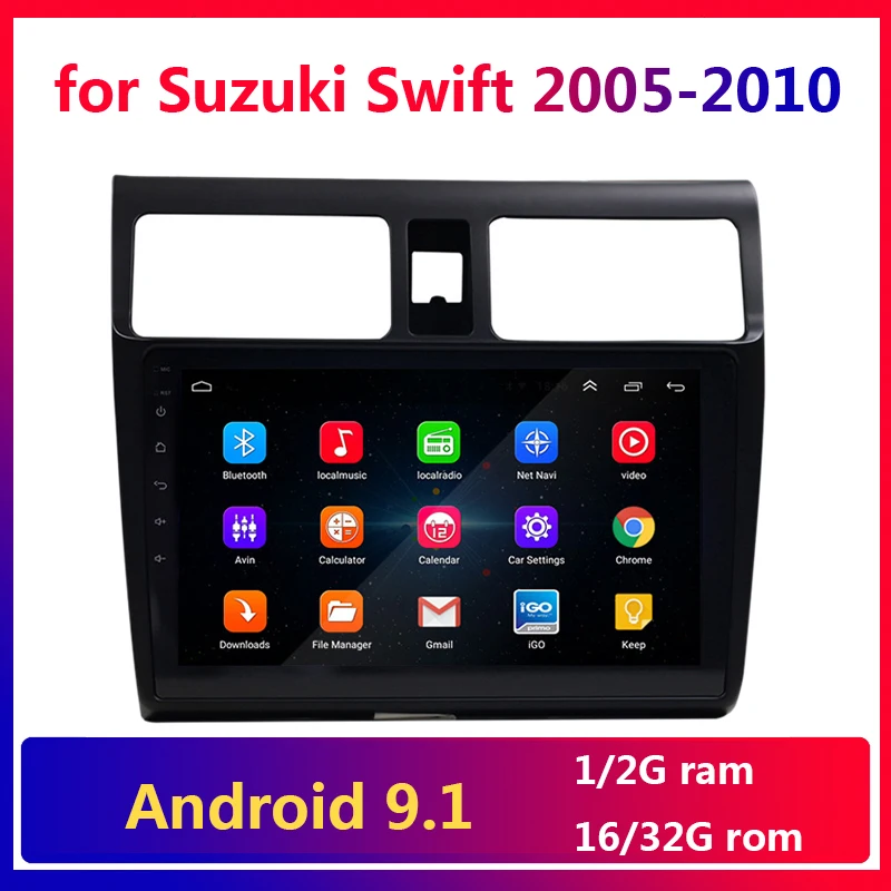 Автомобильный мультимедийный плеер 10 1 дюйма 2 ГБ 32 Android 9 для Suzuki Swift 2005 2006 2007 2008 2009
