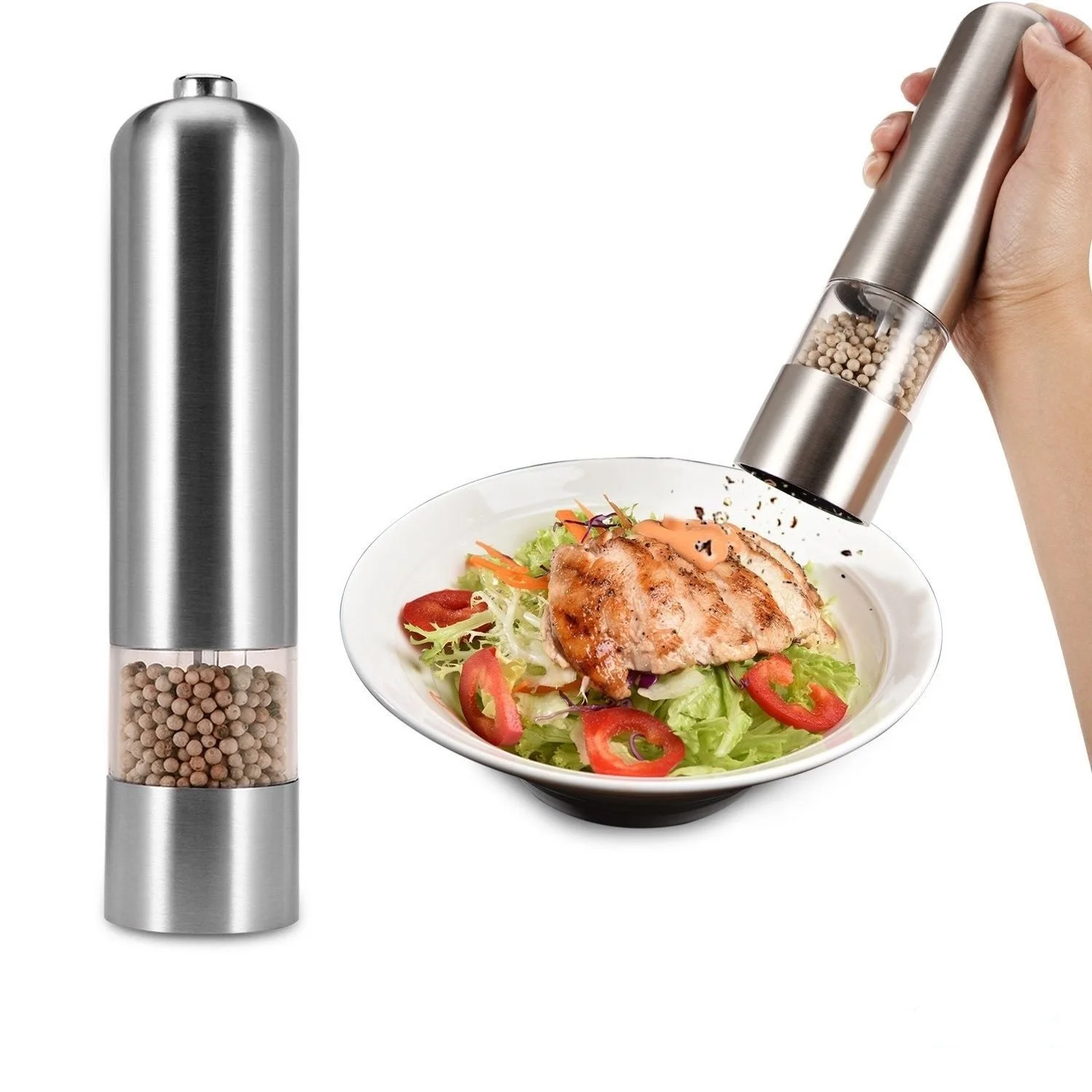 Мельница для соли и перца электрическая мельница специй из нержавеющей стали регулируемая солонка кухонные
