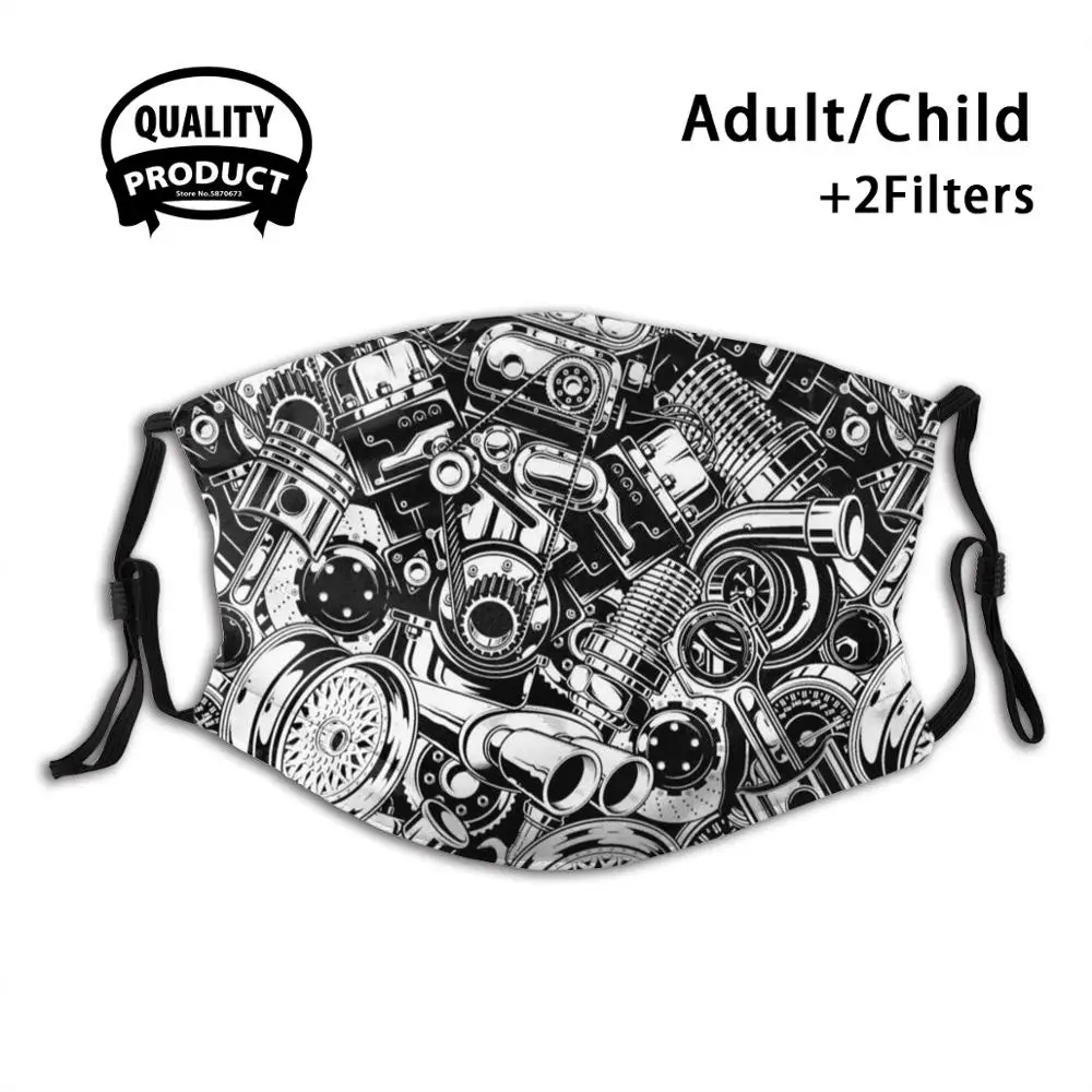 

Mechanic Race Car Parts Face Mask Diy Adult Kids Face Mask 19 Car Car Racing Car Parts Car Turbo Wheels Pattern Mechanic