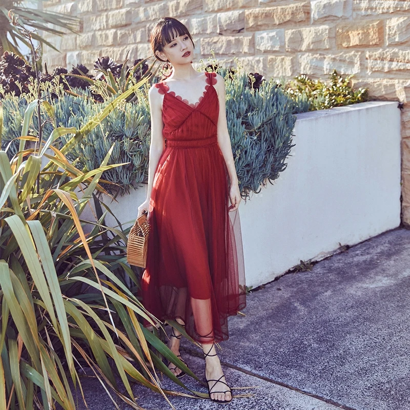 Женский сетчатый сарафан вечерние платья трапециевидной формы с аппликацией