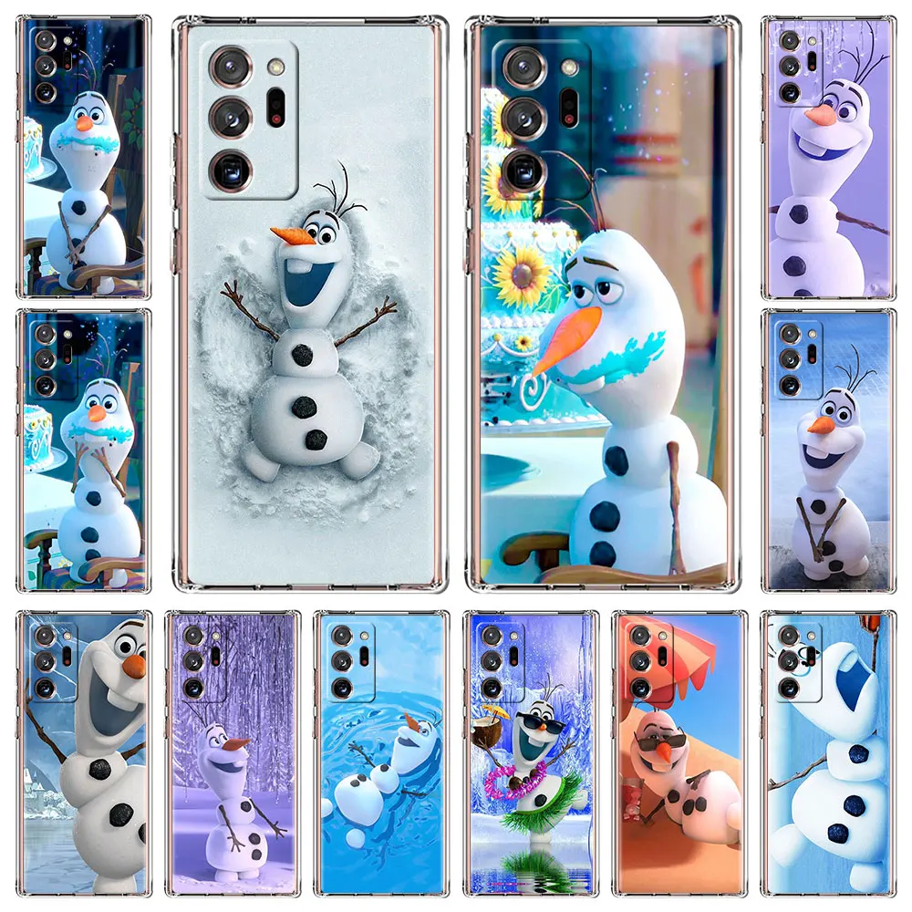 

Прозрачный чехол Olaf Snowman Frozen для Samsung Note 20 Ultra 10 Plus 9 8 A51 A52 A12, роскошные прозрачные мягкие чехлы из ТПУ