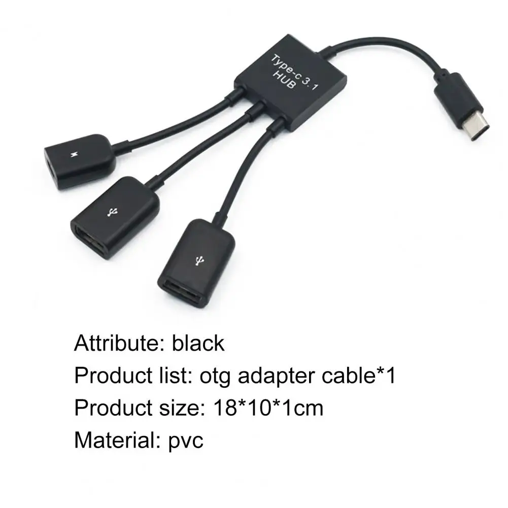

Mini Compact Adapter Cable Charging Data Transmission 1 to 3 Type-c to USB Converter Cable for Mobile Phone